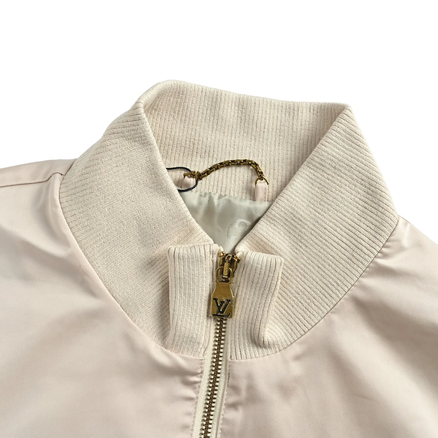 Louis Vuitton/Louis Vuitton leather logo silk satin sports coat
